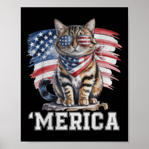 USA Merica Katze 4. Juli Männer Frauen Kinder Funn Poster