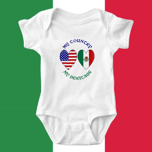 USA Mexiko-Flagge Herzen Mein Land Mein Erbe  Baby Strampler