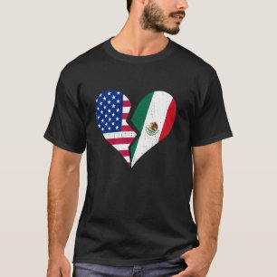 USA & Mexiko-Flaggen - Symbol des gebrochenen Herz T-Shirt