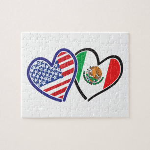 USA Mexiko Herzflags