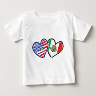 USA Mexiko Herzflags Baby T-shirt