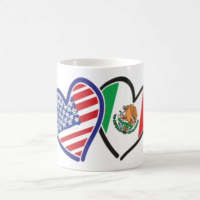 USA Mexiko Herzflags Kaffeetasse (Mittel)