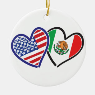 USA Mexiko Herzflags Keramikornament