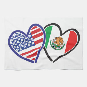USA Mexiko Herzflags Küchentuch