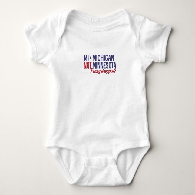 USA - MI = Michigan Not Minnesota Verwirrung Baby Strampler (Vorderseite)