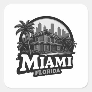 USA, Miami City Florida Square Sticker