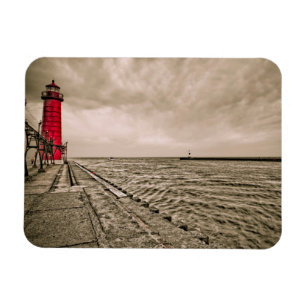 USA, Michigan, Grand Haven Lighthouse Magnet