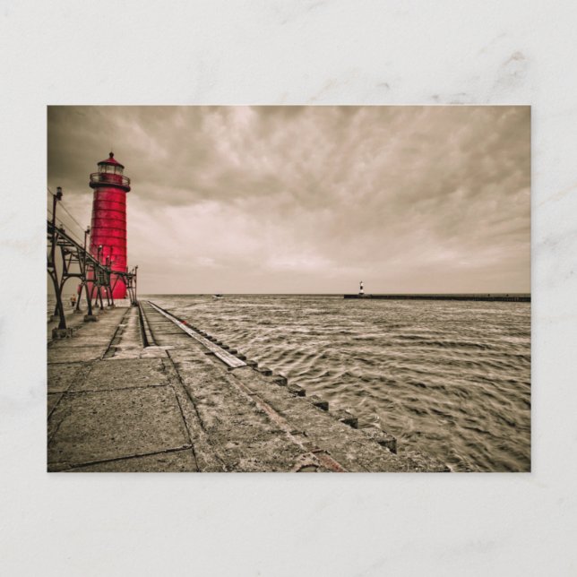 USA, Michigan, Großhaven-Leuchtturm Postkarte (Vorderseite)