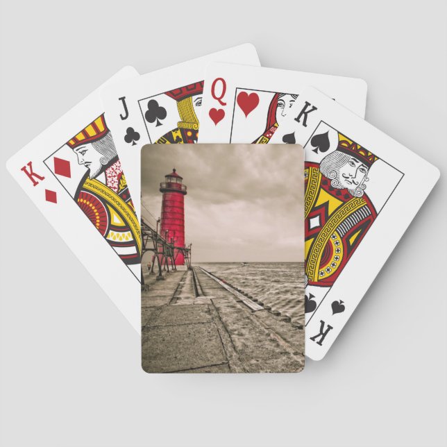 USA, Michigan, Großhaven-Leuchtturm Spielkarten (Rückseite)