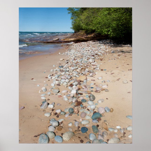 USA, Michigan. Kieselsteine am 12 km langen Strand Poster (Vorne)