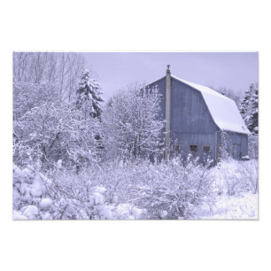 USA, Michigan, Rochester Hills. Schneeblau Fotodruck