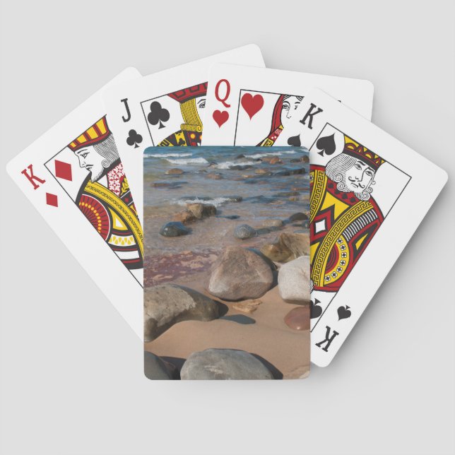 USA, Michigan. Runde Boulder auf 12 Meilen Spielkarten (Rückseite)