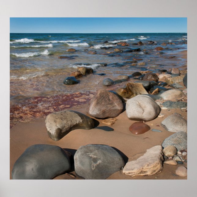 USA, Michigan. Runded Boulders auf 12 Meilen Poster (Vorne)