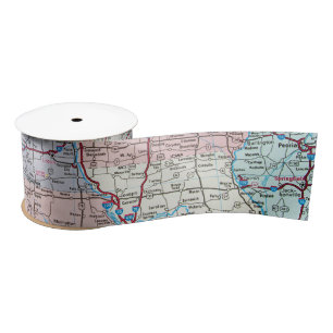 USA Midwest Map Satinband
