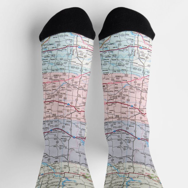 USA Midwest Road Map Socken (Oben)