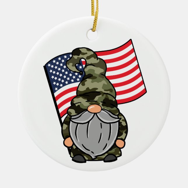 USA Militär Gnome Keramik Ornament (Vorne)