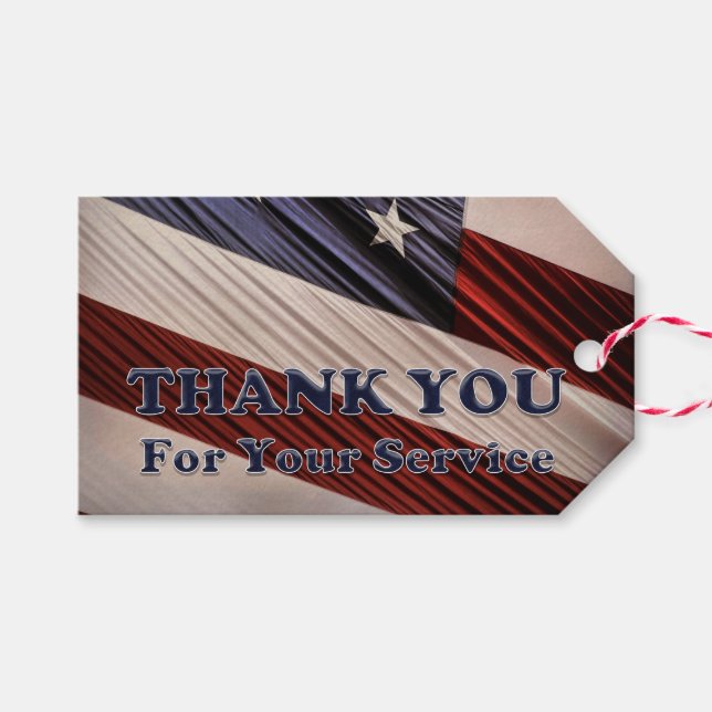 USA Military Veterans Patriotic Flag Vielen Dank Geschenkanhänger (Vorderseite (Horizontal))