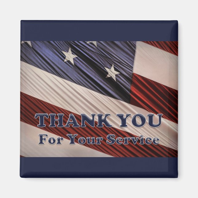 USA Military Veterans Patriotic Flag Vielen Dank Magnet (Vorne)