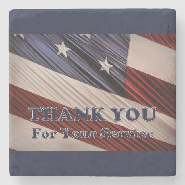 USA Military Veterans Patriotic Flag Vielen Dank Steinuntersetzer (Vorderseite)