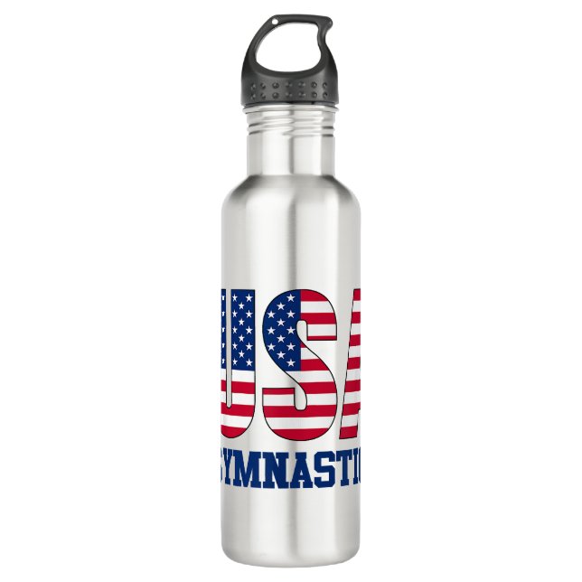 USA mit amerikanischer Flagge Gymnastik Sports Edelstahlflasche (Vorderseite)