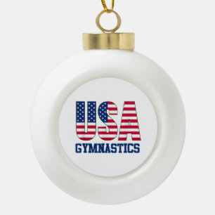 USA mit amerikanischer Flagge Gymnastik Sports Keramik Kugel-Ornament