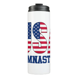USA mit amerikanischer Flagge Gymnastik Sports Thermosbecher