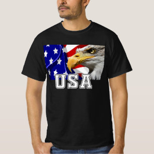 USA mit amerikanischer Flagge und wachsamer Adler  T-Shirt