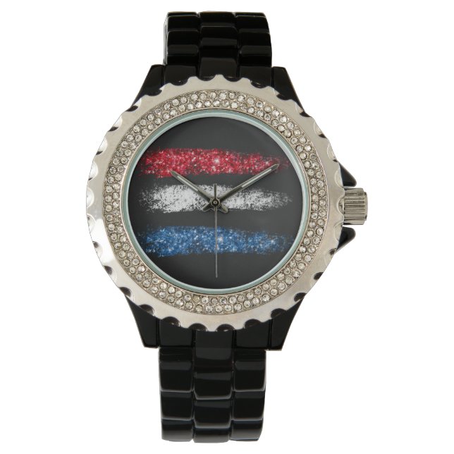 *~* USA . Moderne, Abstrakte amerikanische Flagge Armbanduhr (Vorderseite)