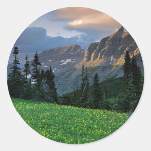 USA, Montana, Glacier-Nationalpark, Logan Pass Runder Aufkleber