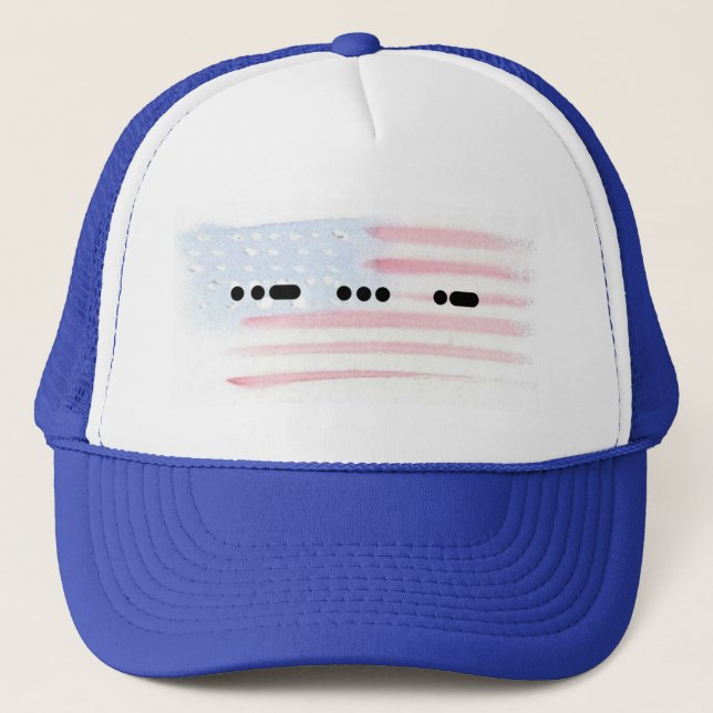 USA Morse Code mit Flag Baseball Cap Truckerkappe (Vorderseite)
