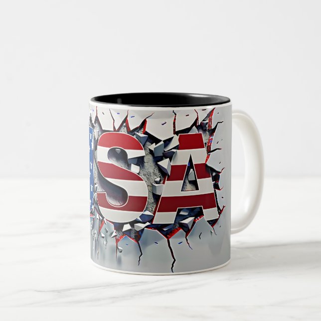 USA Mug, 4th of July Mug, Independence Day Zweifarbige Tasse (VorderseiteRechts)