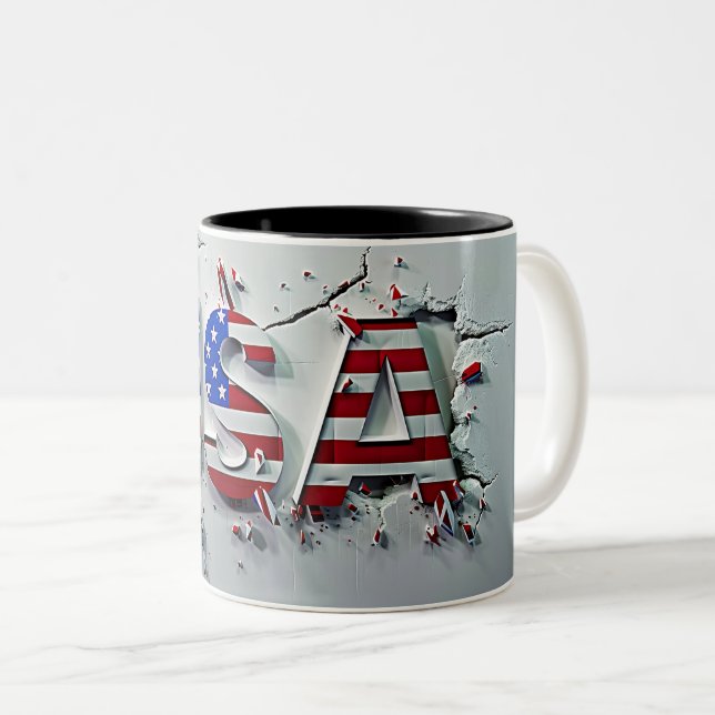 USA Mug, 4th of July Mug, Independence Day Zweifarbige Tasse (VorderseiteRechts)