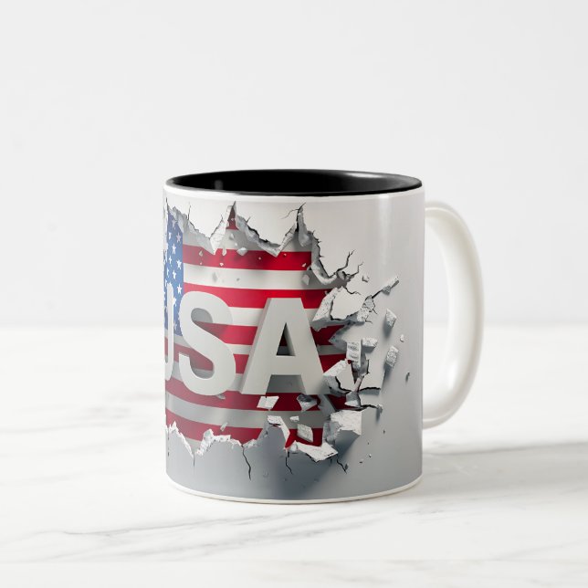 USA Mug, 4th of July Mug, Independence Day Zweifarbige Tasse (VorderseiteRechts)