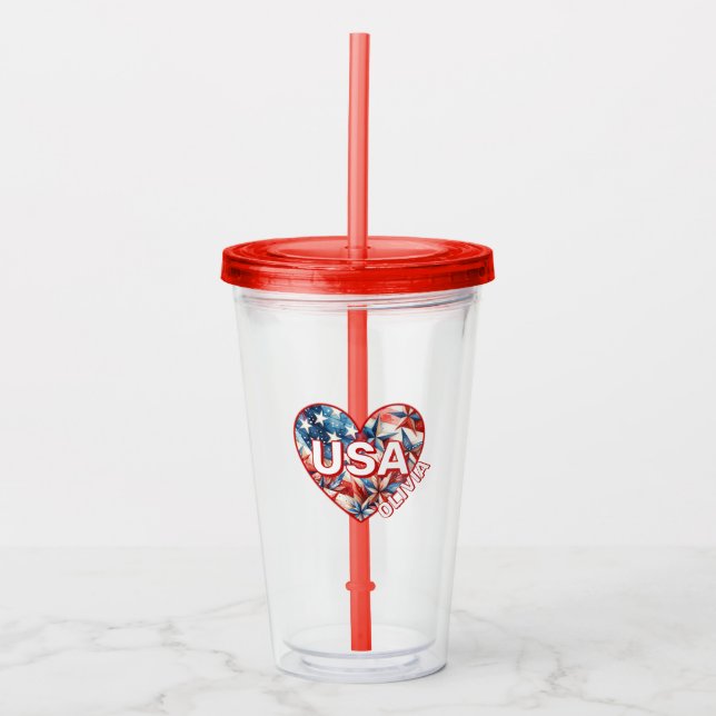 USA Name Acryltrinkbecher (Vorderseite)