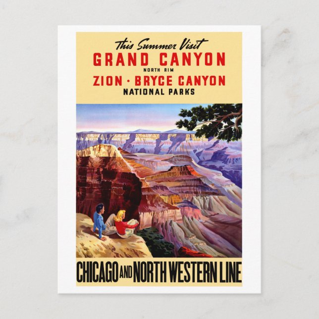 USA National Parks Vintage Poster restauriert Postkarte (Vorderseite)