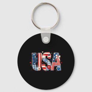 Usa Nationalstolz Karo-Stoff Kunst Design Schlüsselanhänger