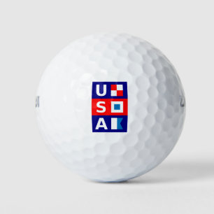 USA Nautic Red White Blue Maritime Sailing Flags Golfball