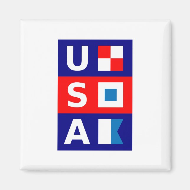 USA Nautic Red White Blue Maritime Sailing Flags Magnet (Vorne)