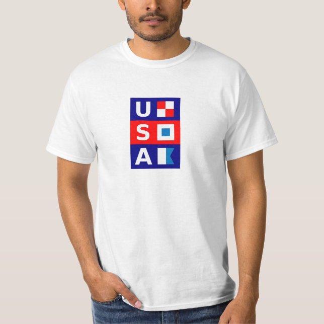 USA Nautic Red White Blue Maritime Sailing Flags T-Shirt (Vorderseite)