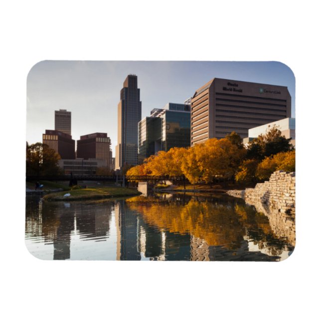 USA, Nebraska, Omaha, Gene Leahy Mall, Skyline Magnet (Horizontal)
