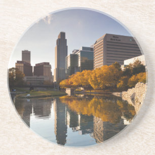 USA, Nebraska, Omaha, Gene Leahy Mall, Skyline Untersetzer