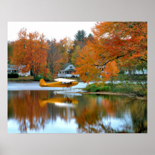 USA, New England, New Hampshire. Float-Flugzeug Poster