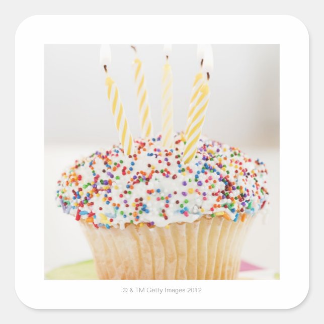 USA, New Jersey, Jersey City, Cupcake with Quadratischer Aufkleber (Vorderseite)