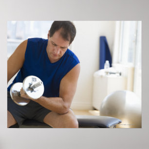 USA, New Jersey, Jersey City, Mature man lifting Poster