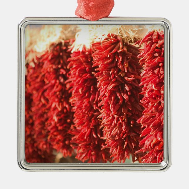 USA, New Mexico, Santa Fe: Downtown Santa Fe, 3 Silbernes Ornament (Vorne)