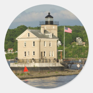 USA, New York, Kingston, Hudson River. Rondout Runder Aufkleber