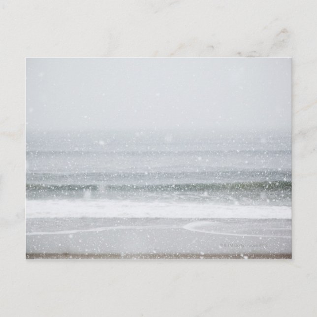 USA, New York Staat, Rockaway Beach, Schneesturm 2 Postkarte (Vorderseite)