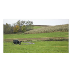 USA, Nordost-Ohio. Amish-Kutsche auf Bauernhof Fotodruck