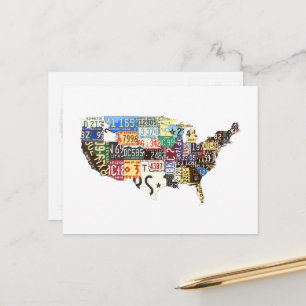 USA-Nummernschilder vintage Postkarte