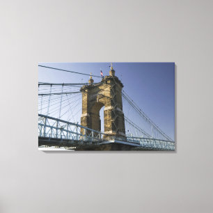 USA, Ohio, Cincinnati: Roebling Hängebrücke 2 Leinwanddruck